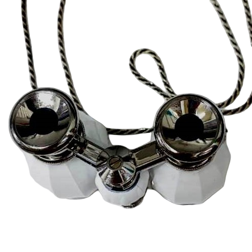 Театральный бинокль VEBER OPERA БГЦ 4x30 белый в серебряной оправе