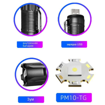 Фонарь ручной YYC-2301-PM10-TG USB