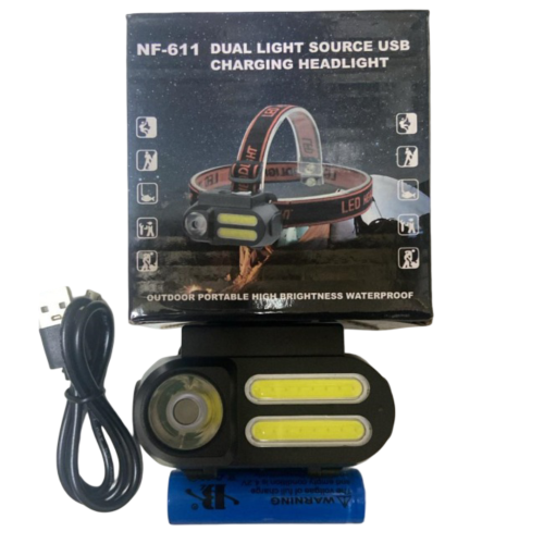 Фонарь налобный аккумуляторный NF-611 XPE-COB