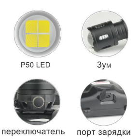 Фонарь налобный светодиодный YYC-T30-P50-4LED