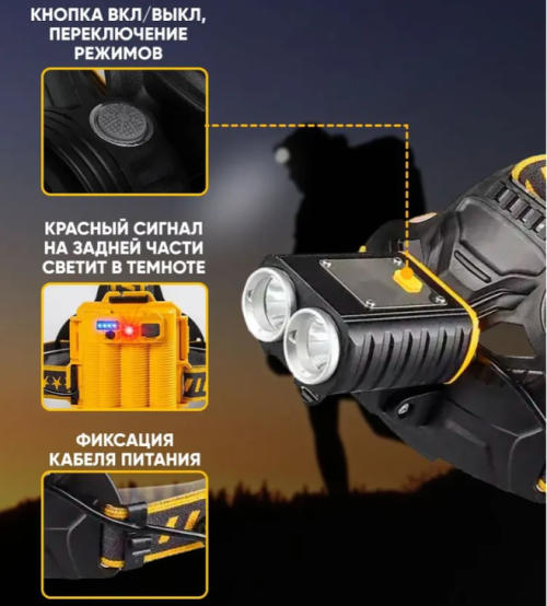 Фонарь налобный светодиодный YYC-W647-2P90