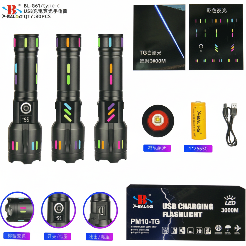 Фонарь ручной аккумуляторный X-Balog BL-G61-TG USB