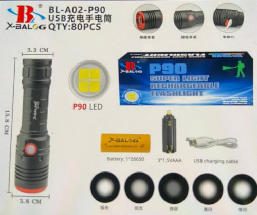 Фонарь ручной аккумуляторный X-Balog BL-A02-P90