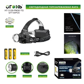 Фонарь налобный светодиодный HT-3129-PM30-TG