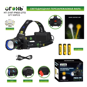 Фонарь налобный светодиодный HT-3187-PM20-2TG
