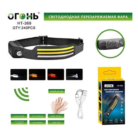 Фонарь налобный светодиодный HT-369