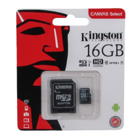 Карта памяти microSDHC Kingston 16Gb с адаптером SD