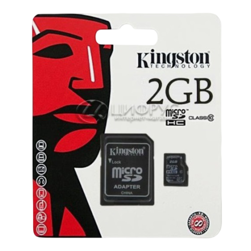 Карта памяти microSDHC Kingston 2Gb с адаптером SD